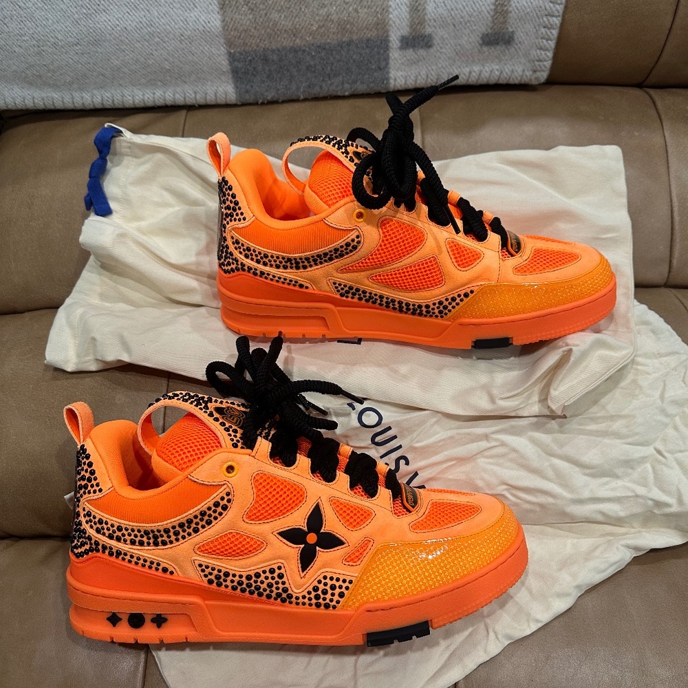 Louis Vuitton Skate Trainer Orange Studded Sneakers